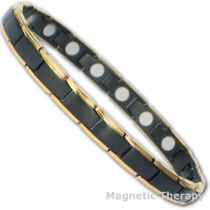 Thin jet black gold edges magnetic bracelet